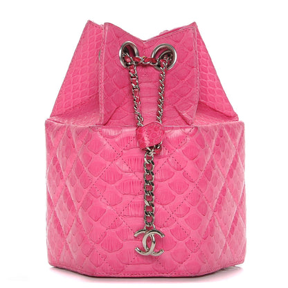 Chanel Python Quilted Drawstring Bag Pink 1 of 10