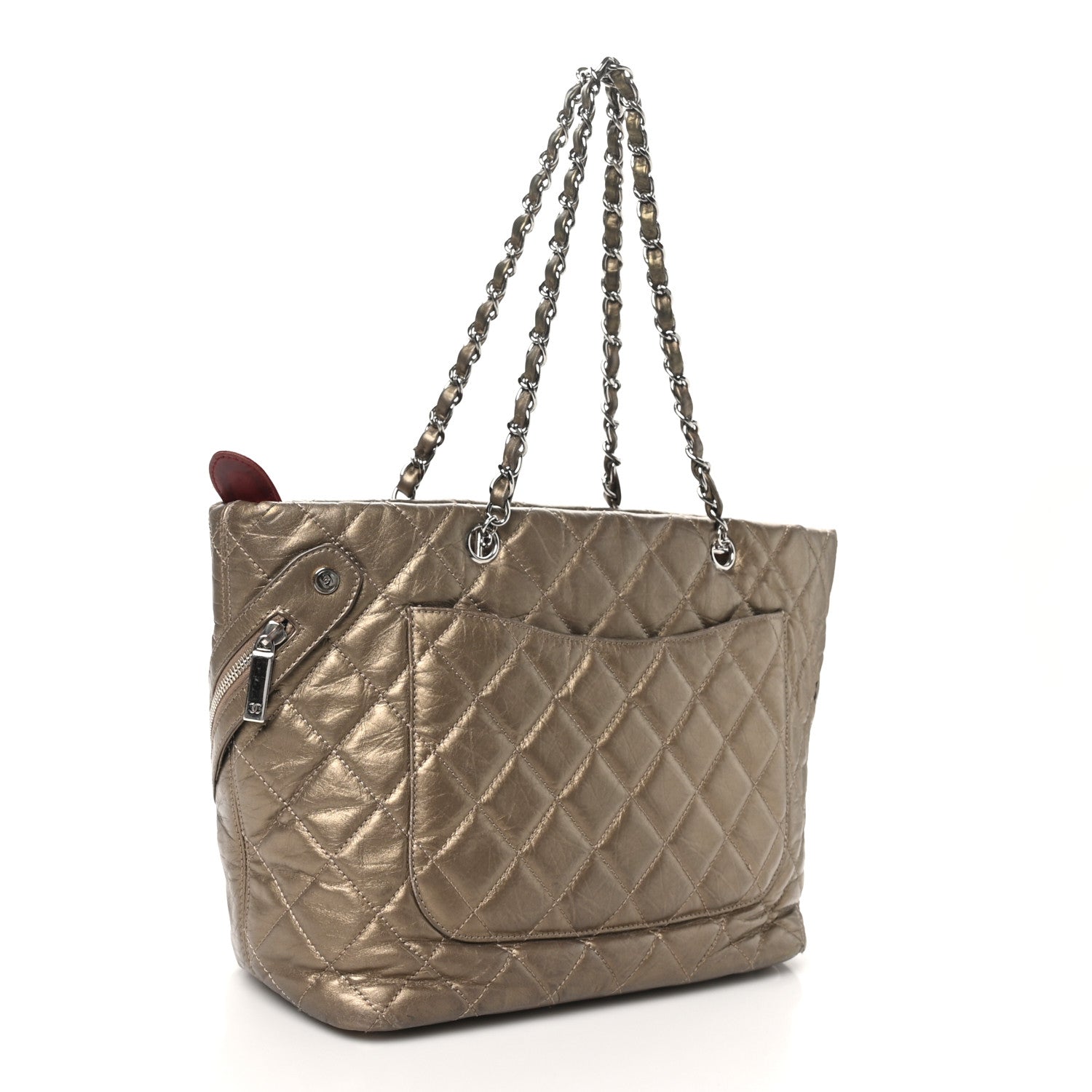 Chanel Metallic Aged Calfskin Quilted Large Cotton Club Tote Bronze 3 of 10