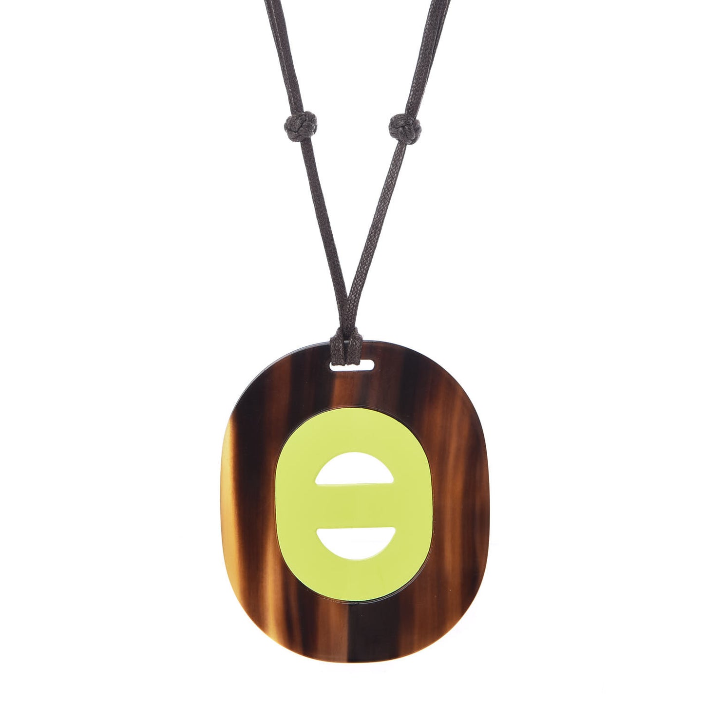 Lacquered Buffalo Horn Fidelio Pendant Necklace