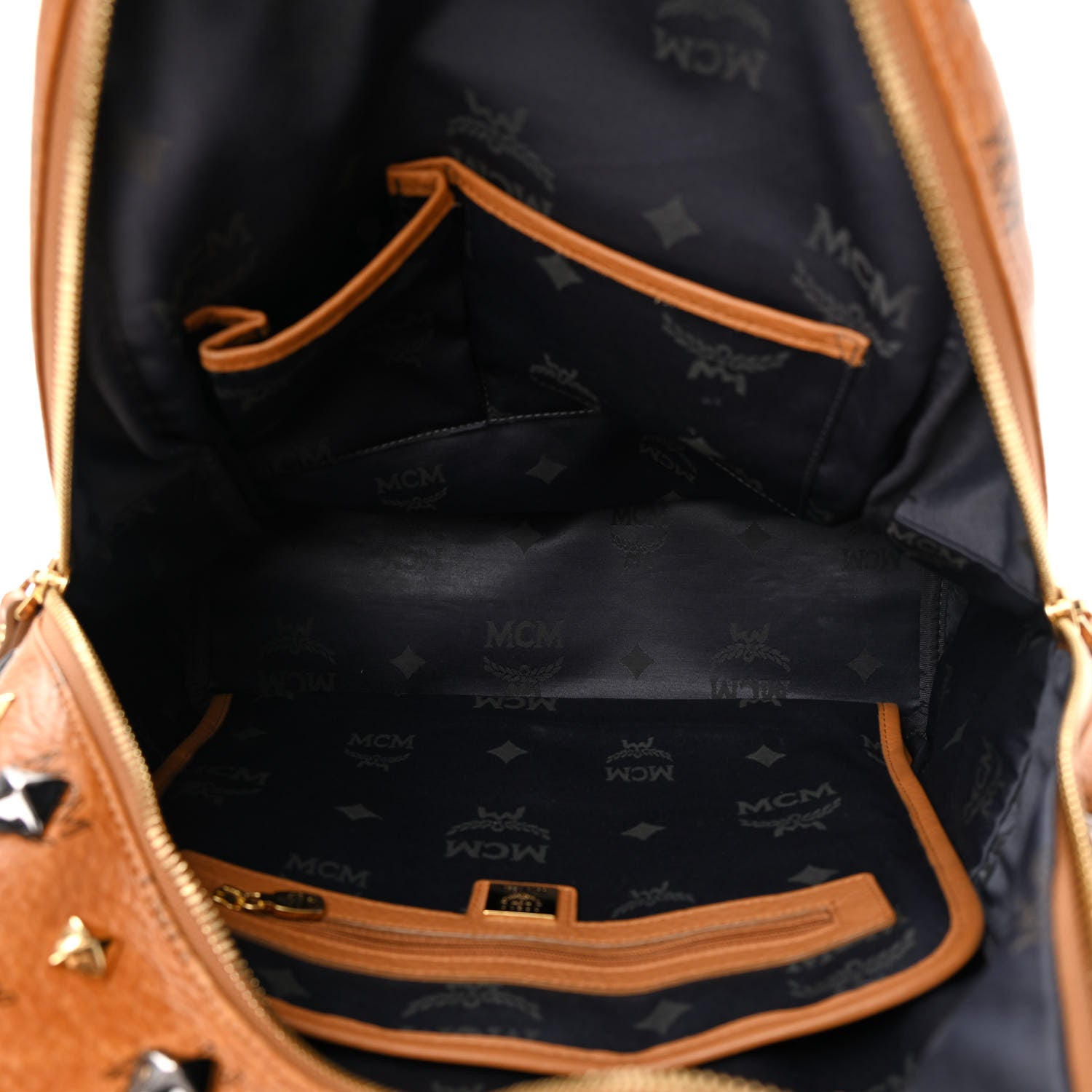 MCM Visetos Studded Medium Stark M Backpack Cognac 5 of 19