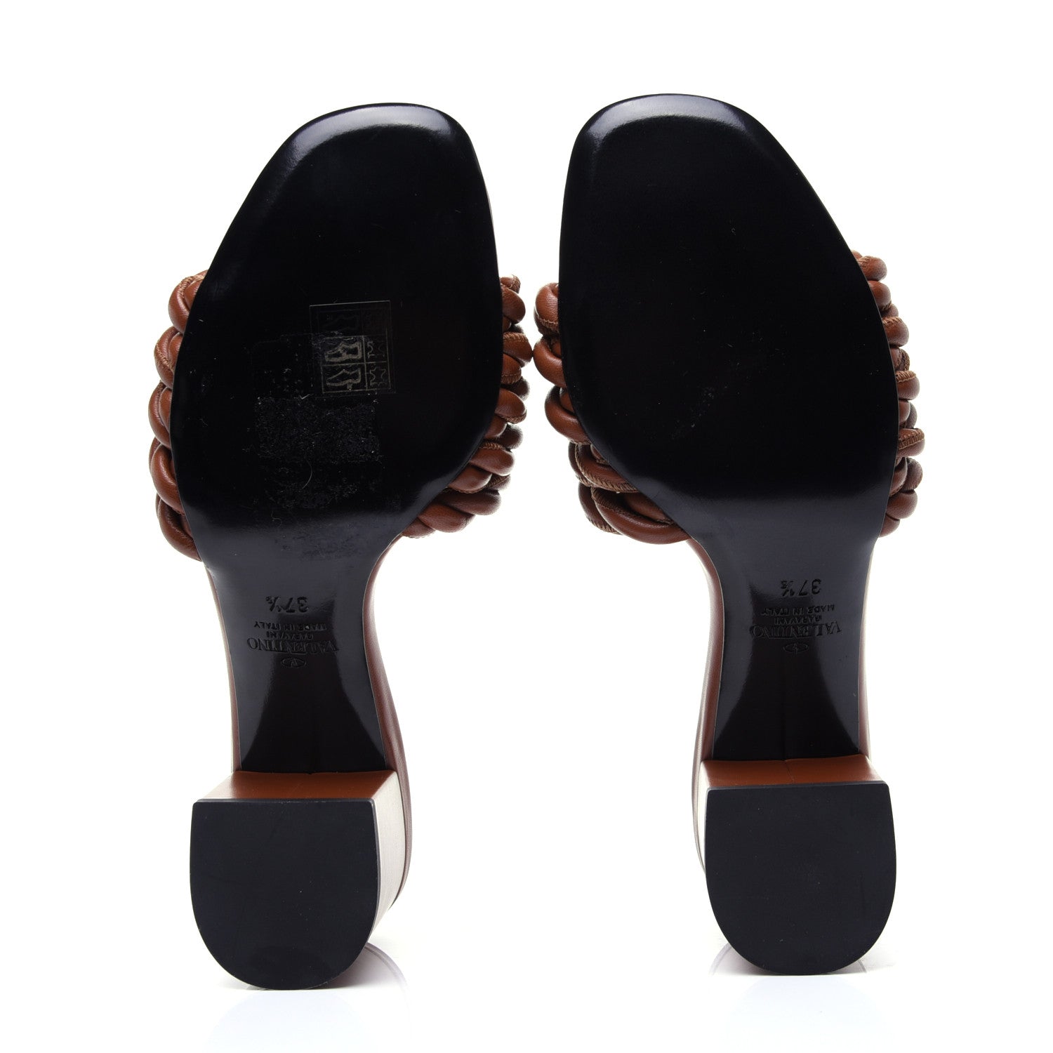 Valentino Garavani Nappa Rope 60mm Slide Sandals 37.5 Saddle Brown 8 of 9