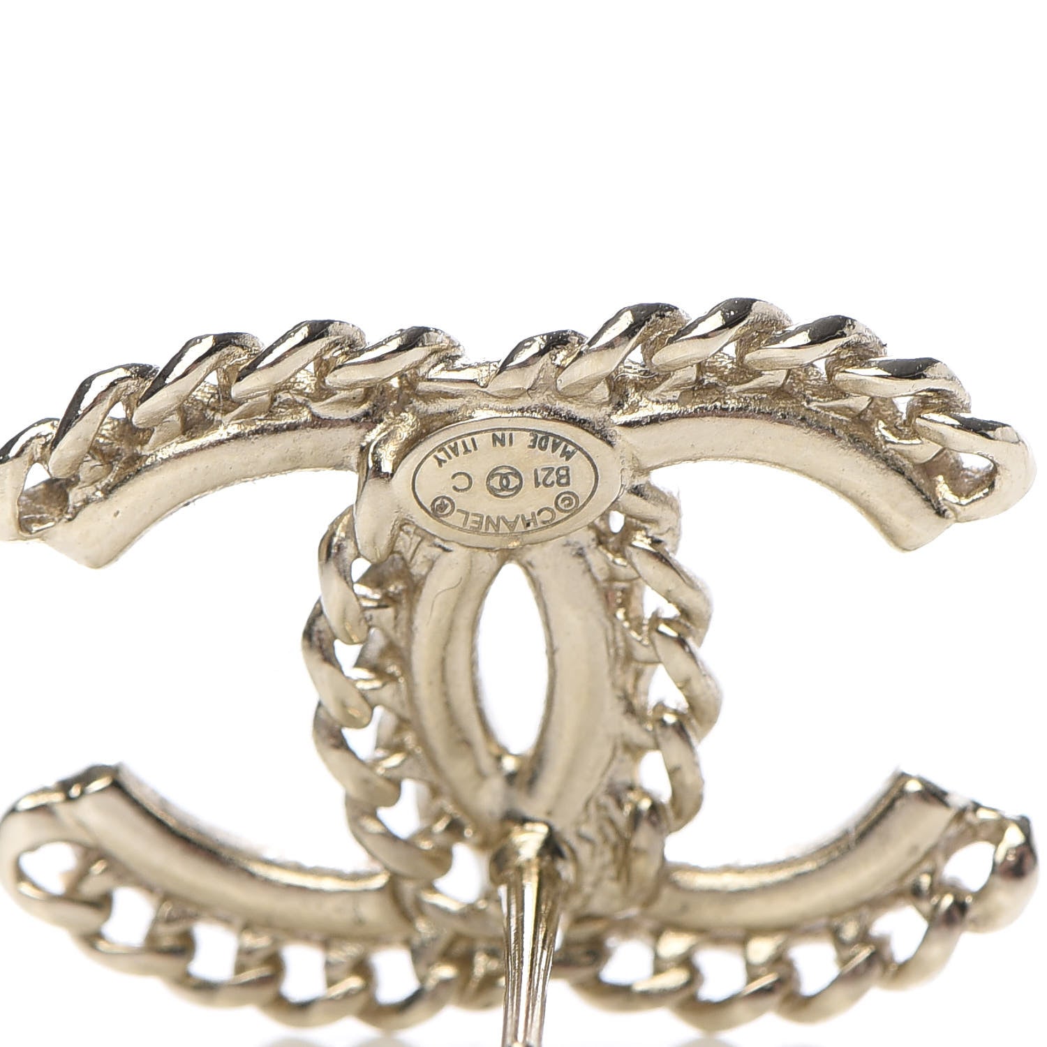 Chanel Crystal Chain CC Earrings Gold 4 of 5