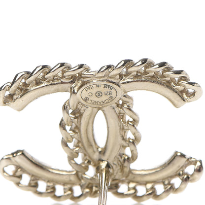 Chanel Crystal Chain CC Earrings Gold 4 of 5