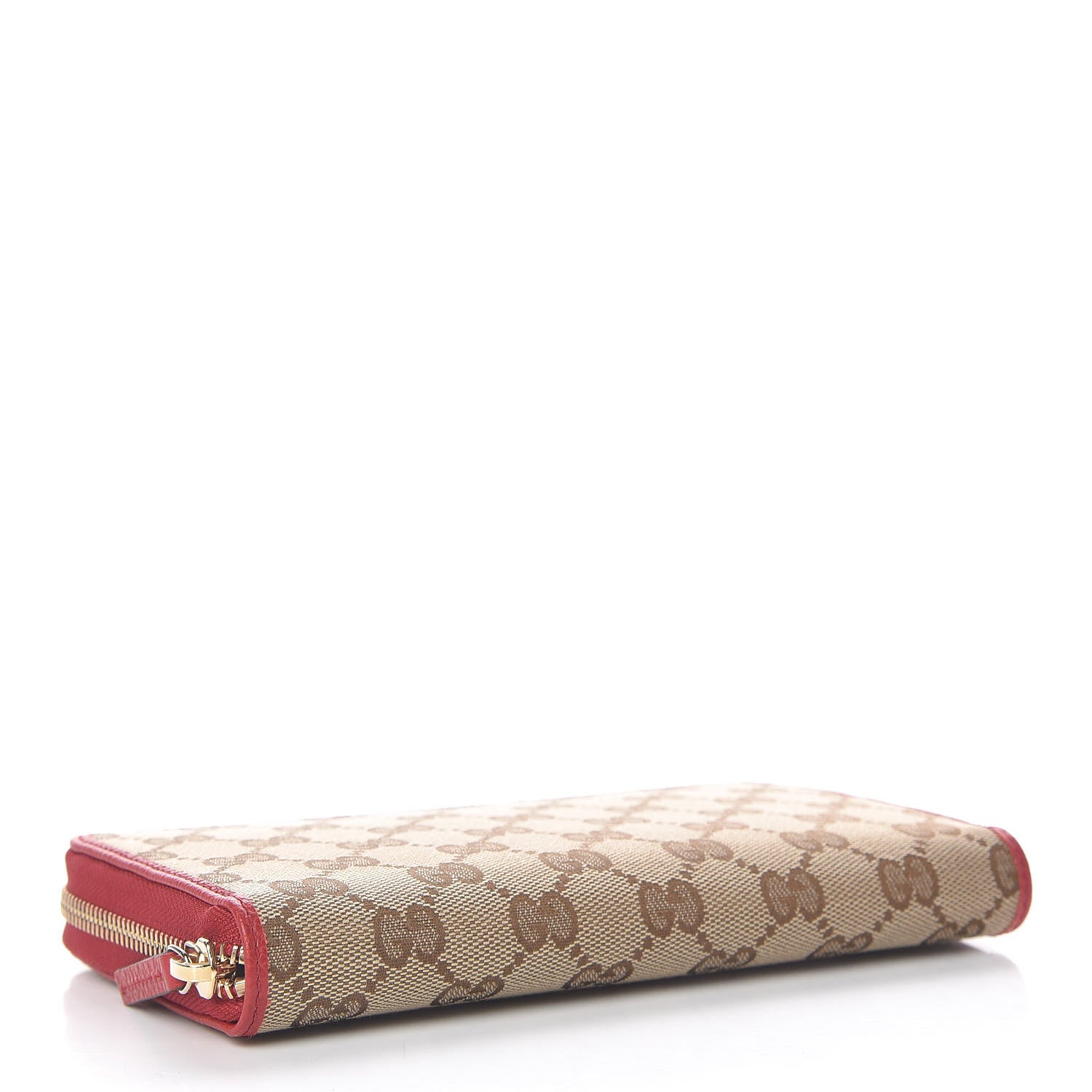 Gucci Monogram Dollar Calfskin Zip Around Wallet Beige Ebony Rosso 4 of 8