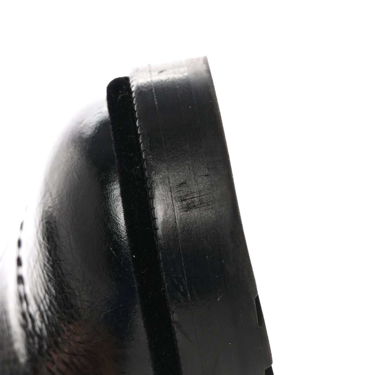 Shiny Calfskin Velvet Pearl Combat Short Boots 40.5 Black