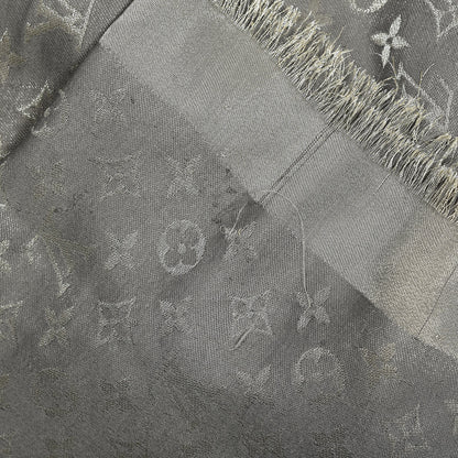Louis Vuitton Silk Lurex Wool Monogram Shine Shawl Charcoal Grey 2 of 6