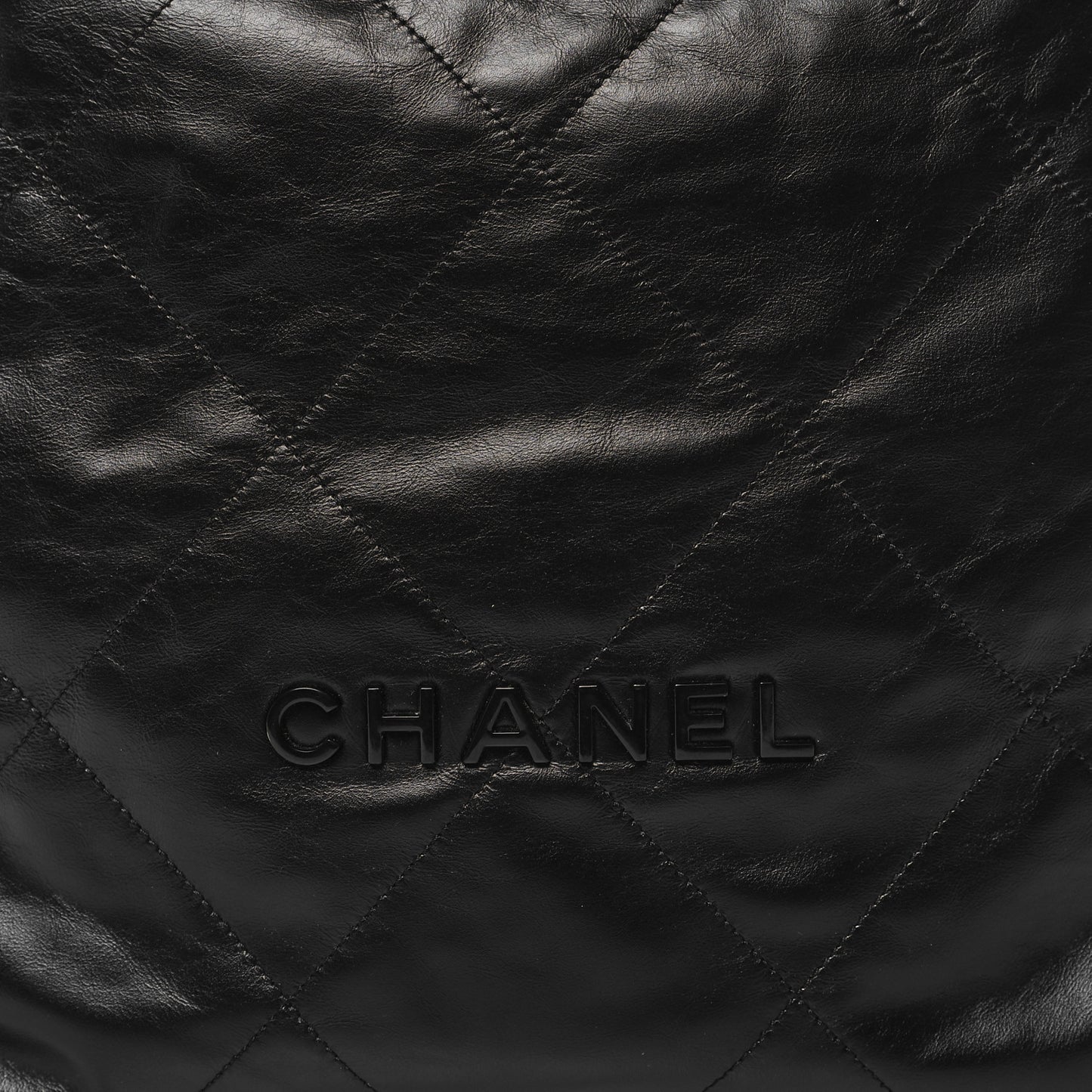 Shiny Calfskin Quilted Chanel 22 Backpack So Black