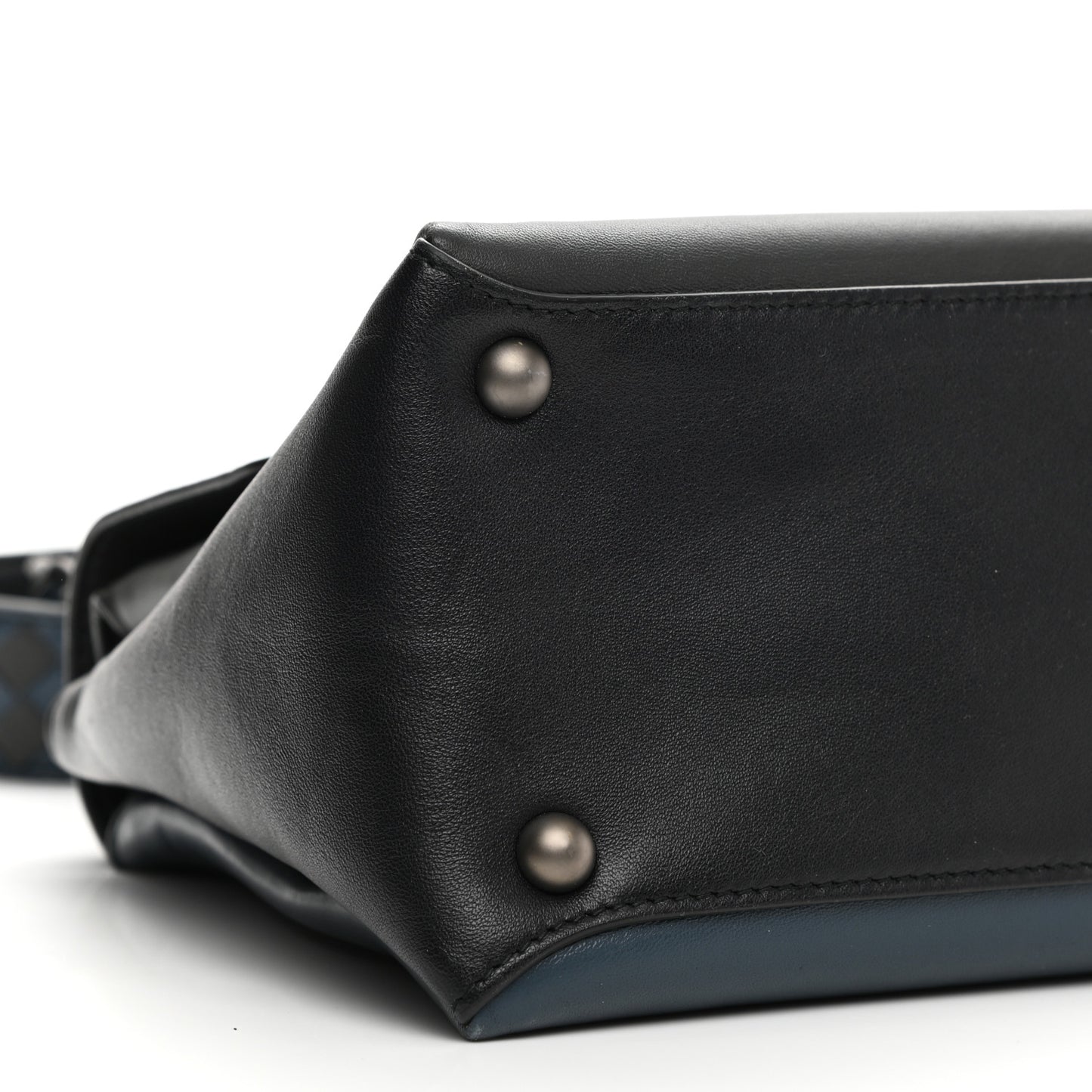Nappa Small Bicolor Piazza Bag Ferro Gray Denim
