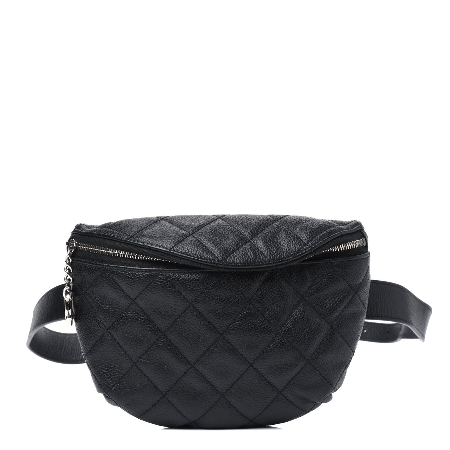 Grained Calfskin Quilted Waist Belt Bag Black