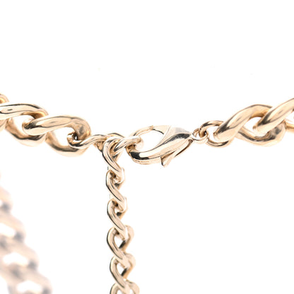 Chanel Crystal CC Chain Link Choker Necklace Gold 4 of 5