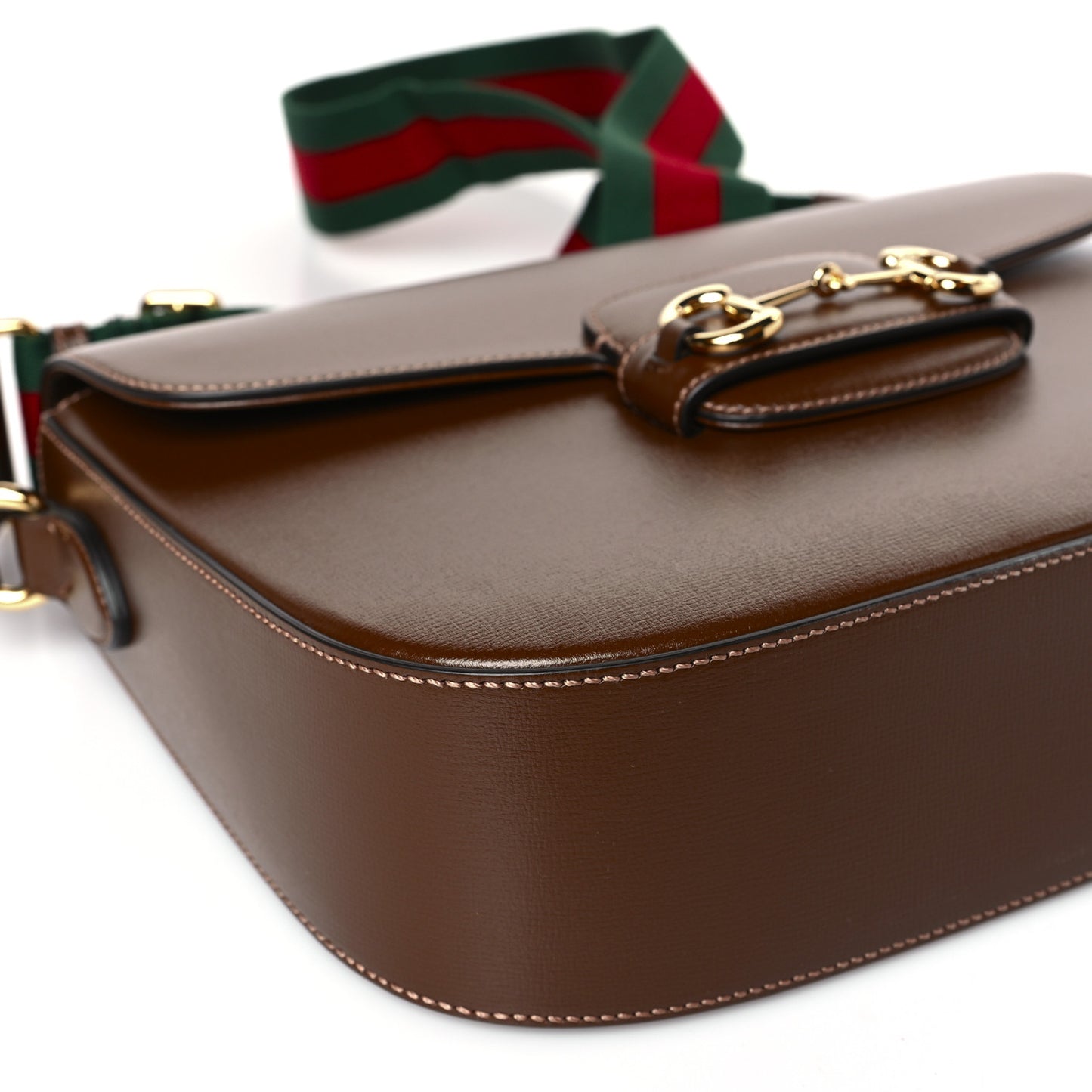 Azalea Calfskin Web Horsebit 1955 Shoulder Bag Brown Sugar