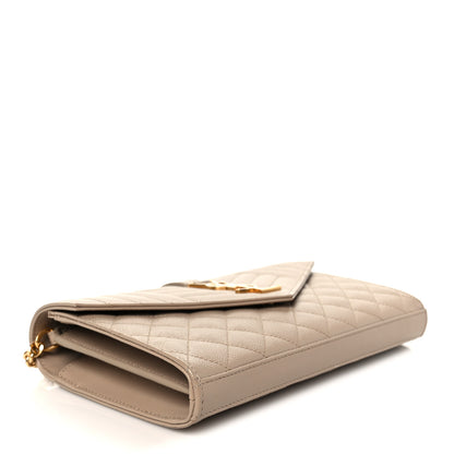 Saint Laurent Grain De Poudre Mixed Matelasse Triquilt Monogram Chain Wallet Dark Beige 4 of 10