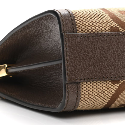 Gucci Monogram Jumbo GG Textured Dollar Calfskin Web Small Ophidia Chain Shoulder Bag Camel Ebony New Acero 10 of 11