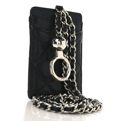 Chanel Caviar Quilted  Key Holder Card Holder On Chain Black 3 of 7