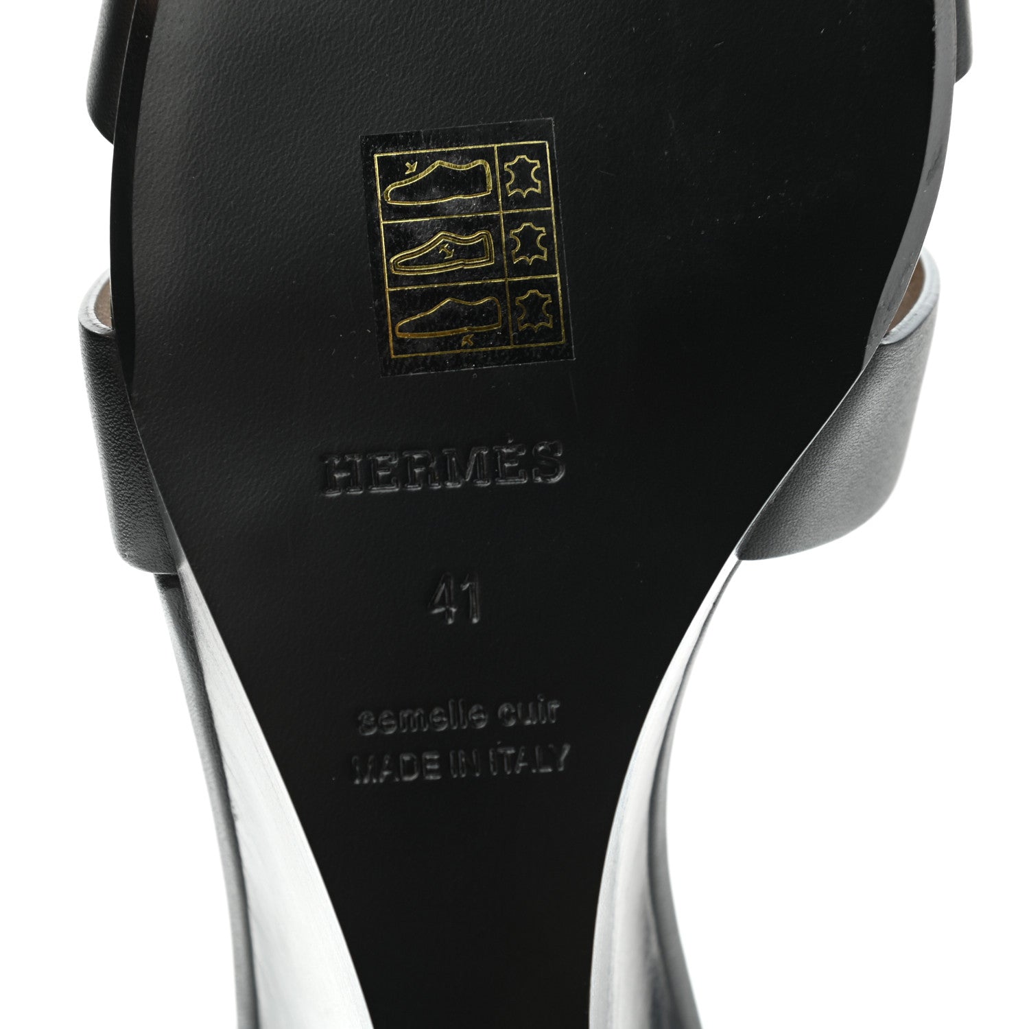 Hermes Calfskin Legend Wedge Sandals 41 Black 6 of 9