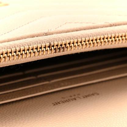 Saint Laurent Grain De Poudre Matelasse Chevron Monogram Envelope Chain Wallet Nude Powder 11 of 12