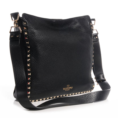Valentino Garavani Pebbled Calfskin Large Rockstud Flip-Lock Messenger Bag Black 3 of 9