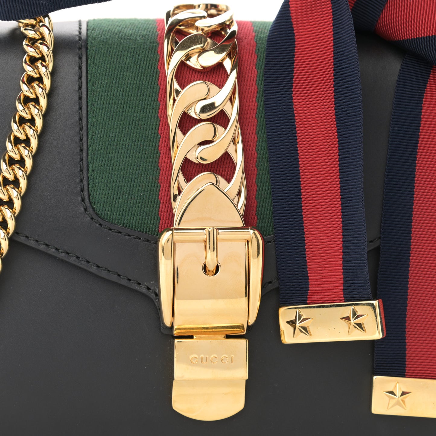 Calfskin Mini Sylvie Chain Shoulder Bag Black