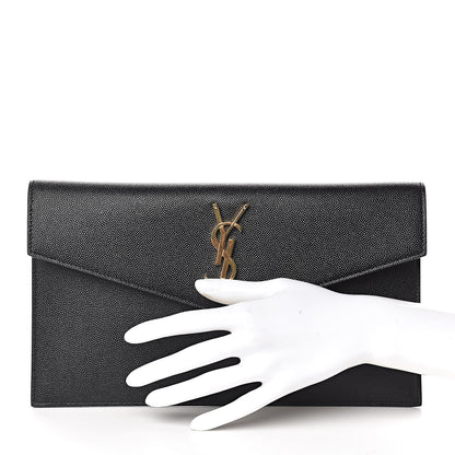 Saint Laurent Grain De Poudre Uptown Pouch Black 2 of 7