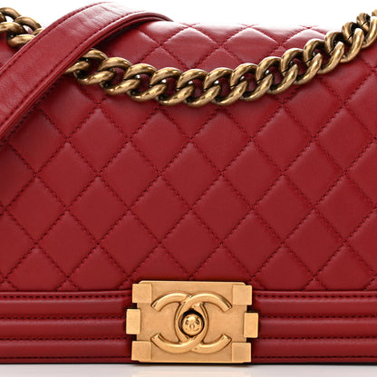 Chanel Lambskin Quilted Medium Boy Flap Dark Red 8 of 13