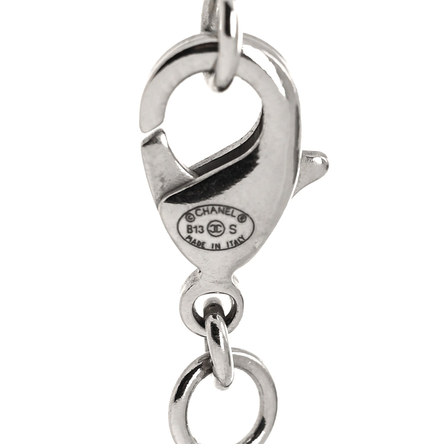 Chanel Baguette Crystal CC Necklace Silver 5 of 5