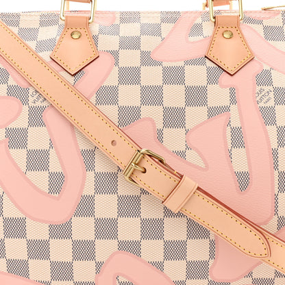 Louis Vuitton Damier Azur Tahitienne Speedy Bandouliere 30 Rose Ballerine 8 of 10