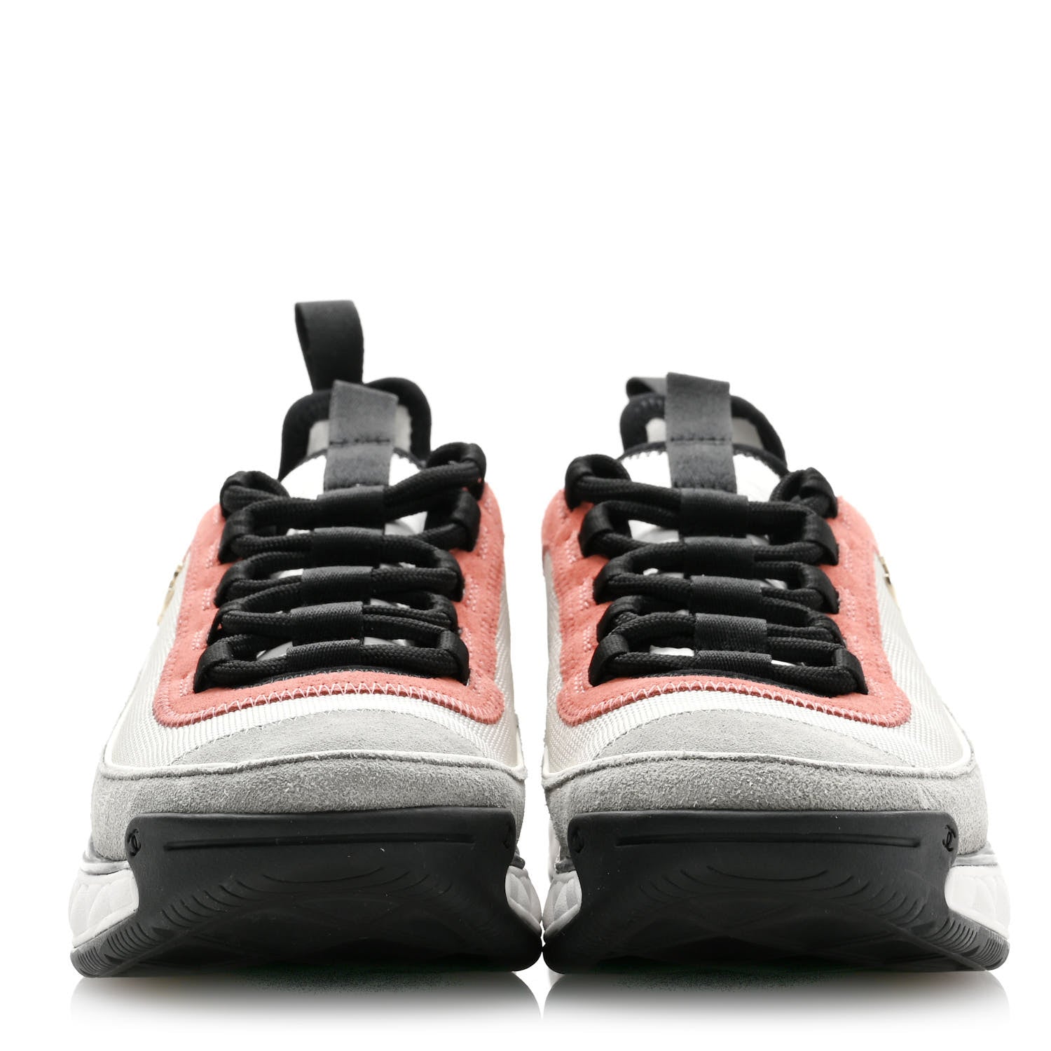 Chanel Fabric Suede CC Sneakers 39 White Light Grey Pink 2 of 8