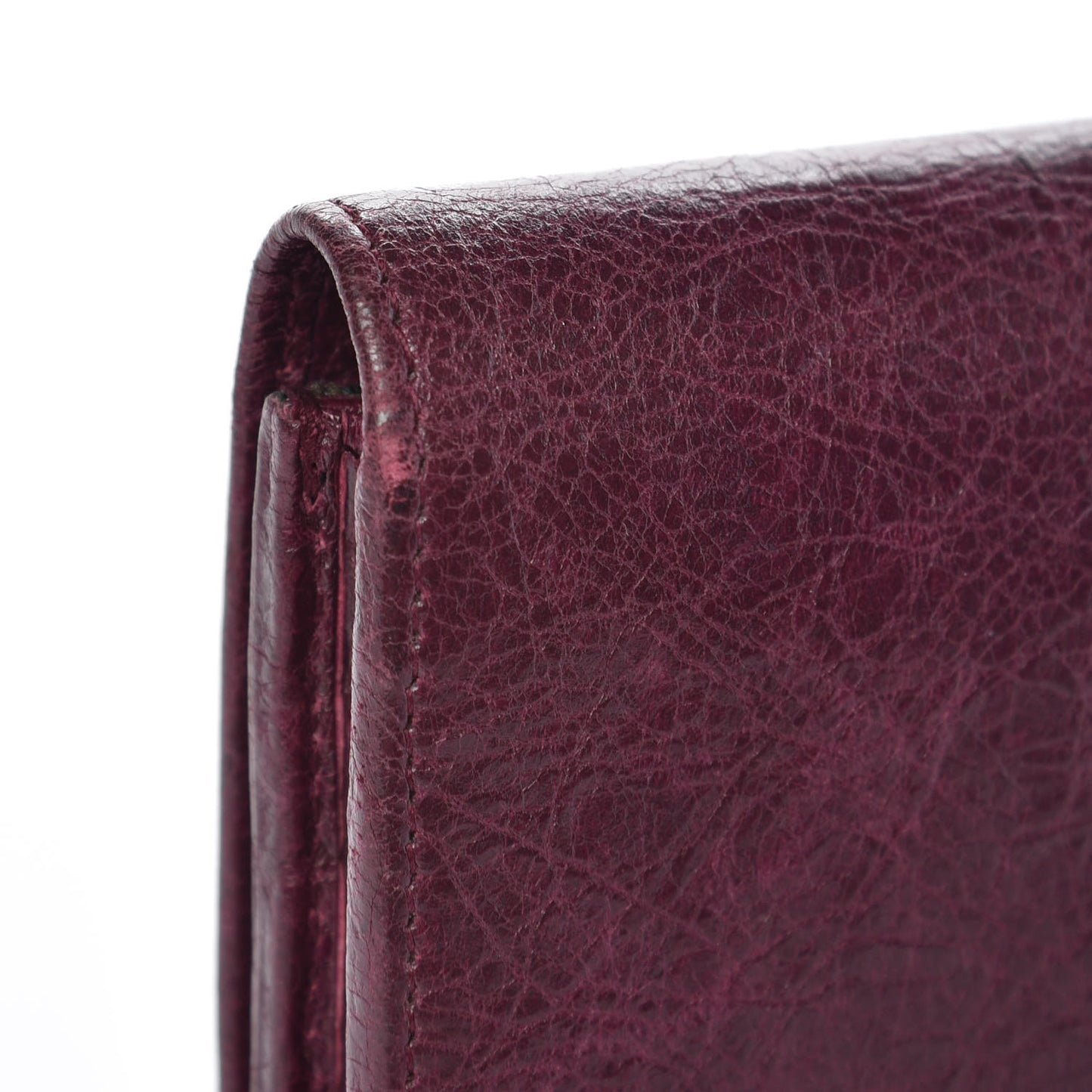 Agneau Classic Silver Hardware Money Wallet Violet Prune