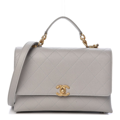 Chanel Grained Calfskin Small Stitched Flap Grey 2 of 13