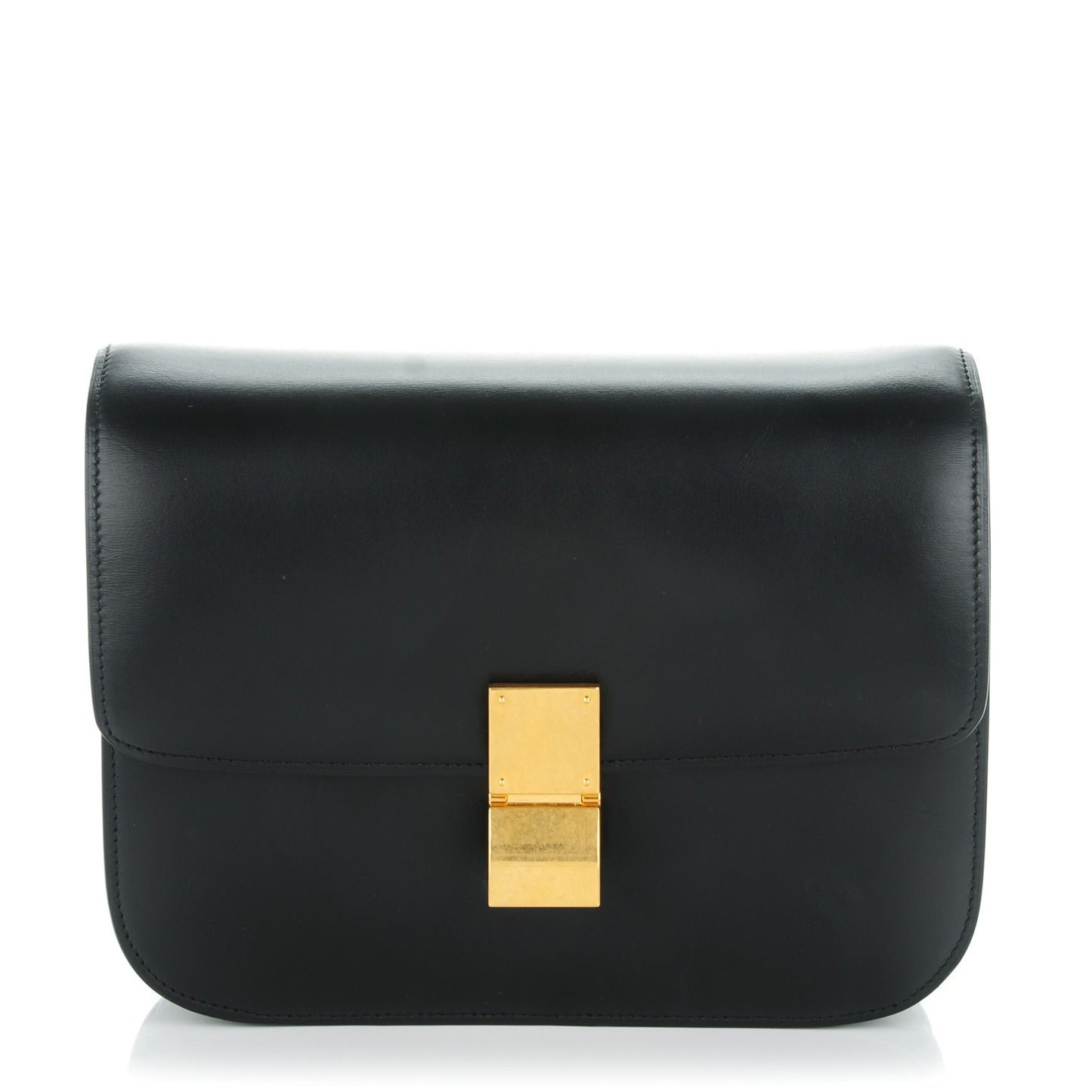 Box Calfskin Medium Classic Box Flap Bag Black