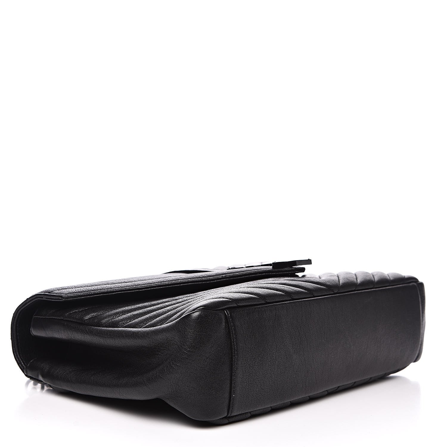 Saint Laurent Sheepskin Matelasse Chevron Monogram Monochrome Large College Satchel Black 4 of 14