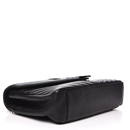 Saint Laurent Sheepskin Matelasse Chevron Monogram Monochrome Large College Satchel Black 4 of 14