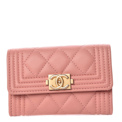 Chanel Caviar Quilted Boy Card Holder Wallet Powder Pink 1 of 9