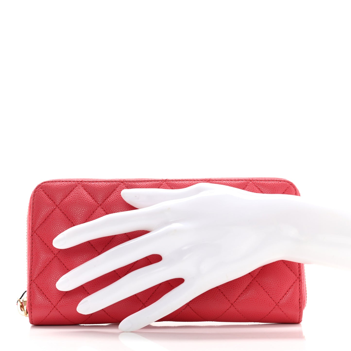 Caviar Quilted Medium Zip Around Wallet Dark Pink