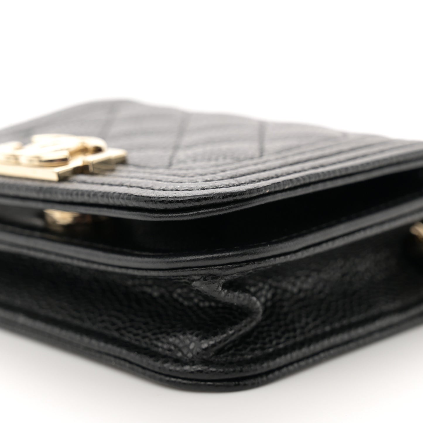 Caviar Quilted Boy Flap Waist Belt Bag Black