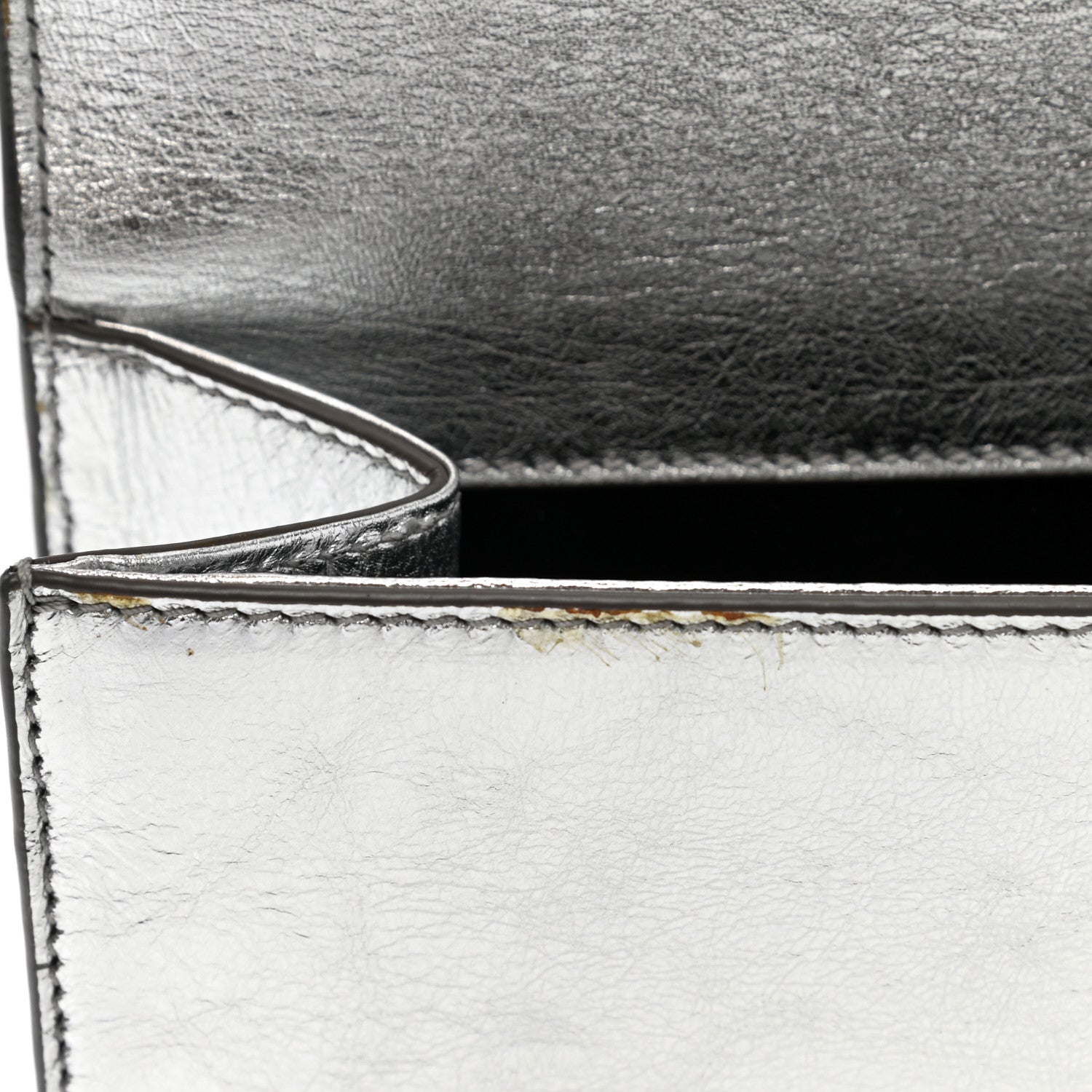 Saint Laurent Metallic Calfskin Monogram Large Belle De Jour Clutch Silver 7 of 9