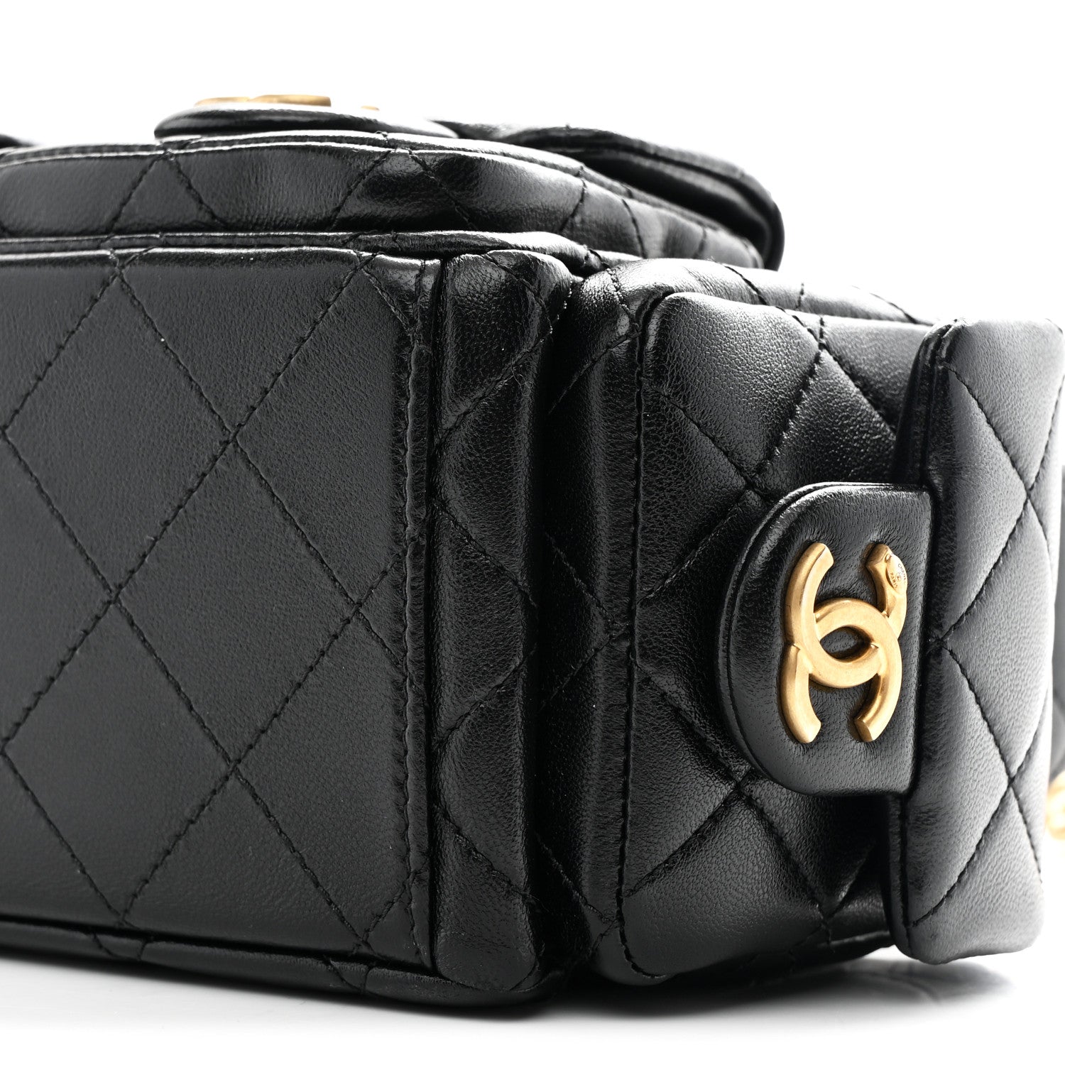 Chanel Shiny Lambskin Quilted Trendy Pockets Hobo Black 10 of 11