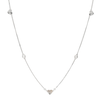 Gucci 18K White Gold Diamond Heart Interlocking G Necklace 1 of 3