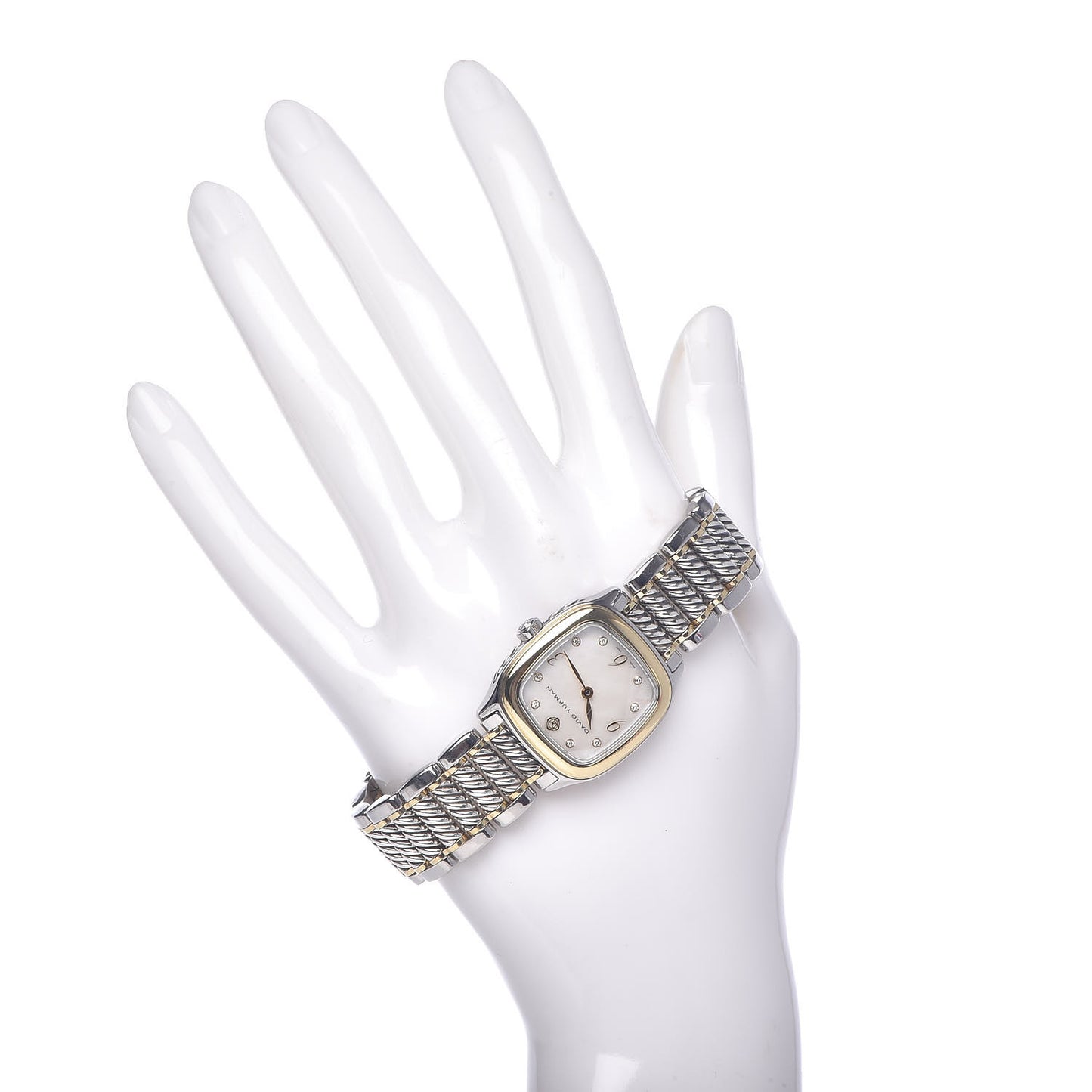 Stainless Steel Sterling Silver 18K Yellow Gold Diamond Mother of Pearl 25mm Thoroughbred Quartz Watch