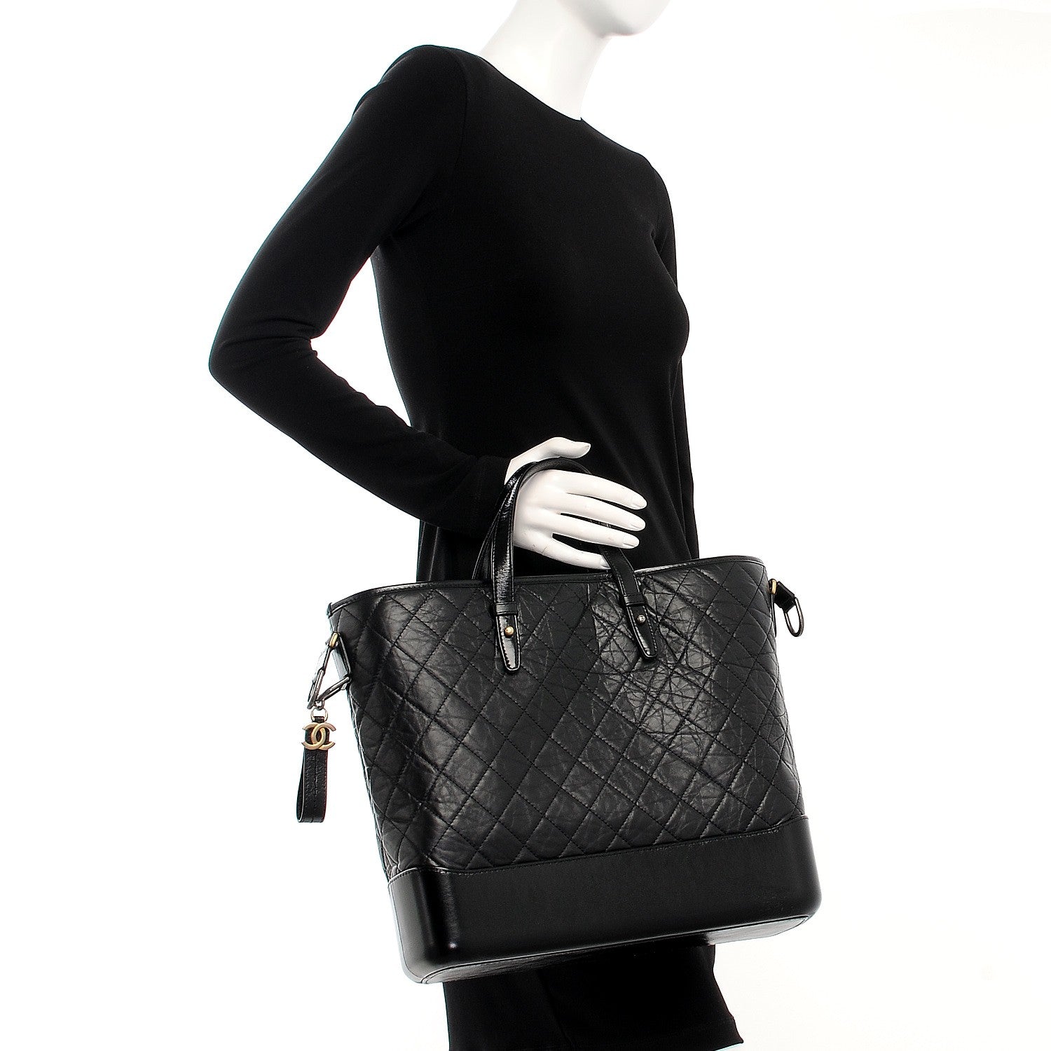 Chanel Calfskin Quilted Large Gabrielle Shopping Tote Black 3 of 10
