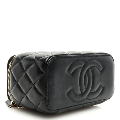 Chanel Lambskin Quilted Small Pearl Top Handle Vanity Case With Chain Black 4 of 10