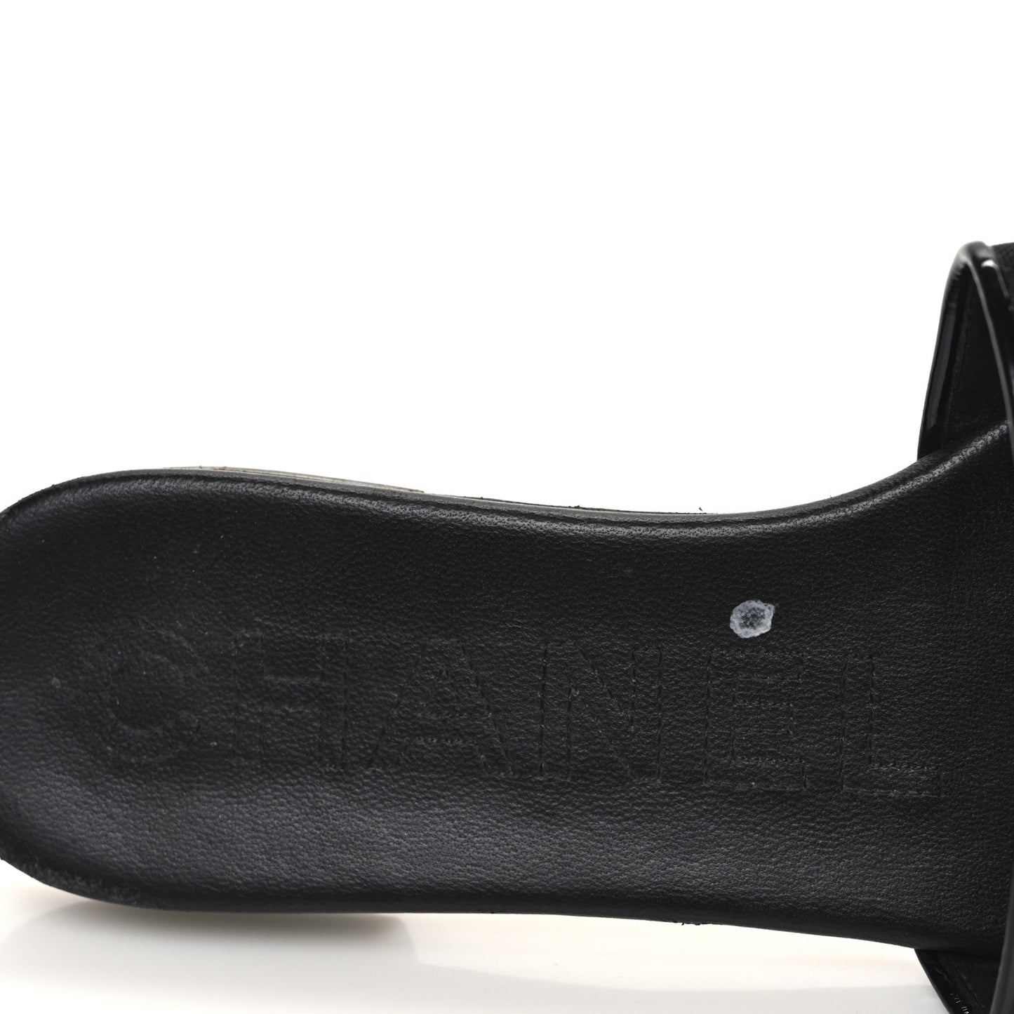 Mesh Patent Calfskin CC Mules 36.5 Black