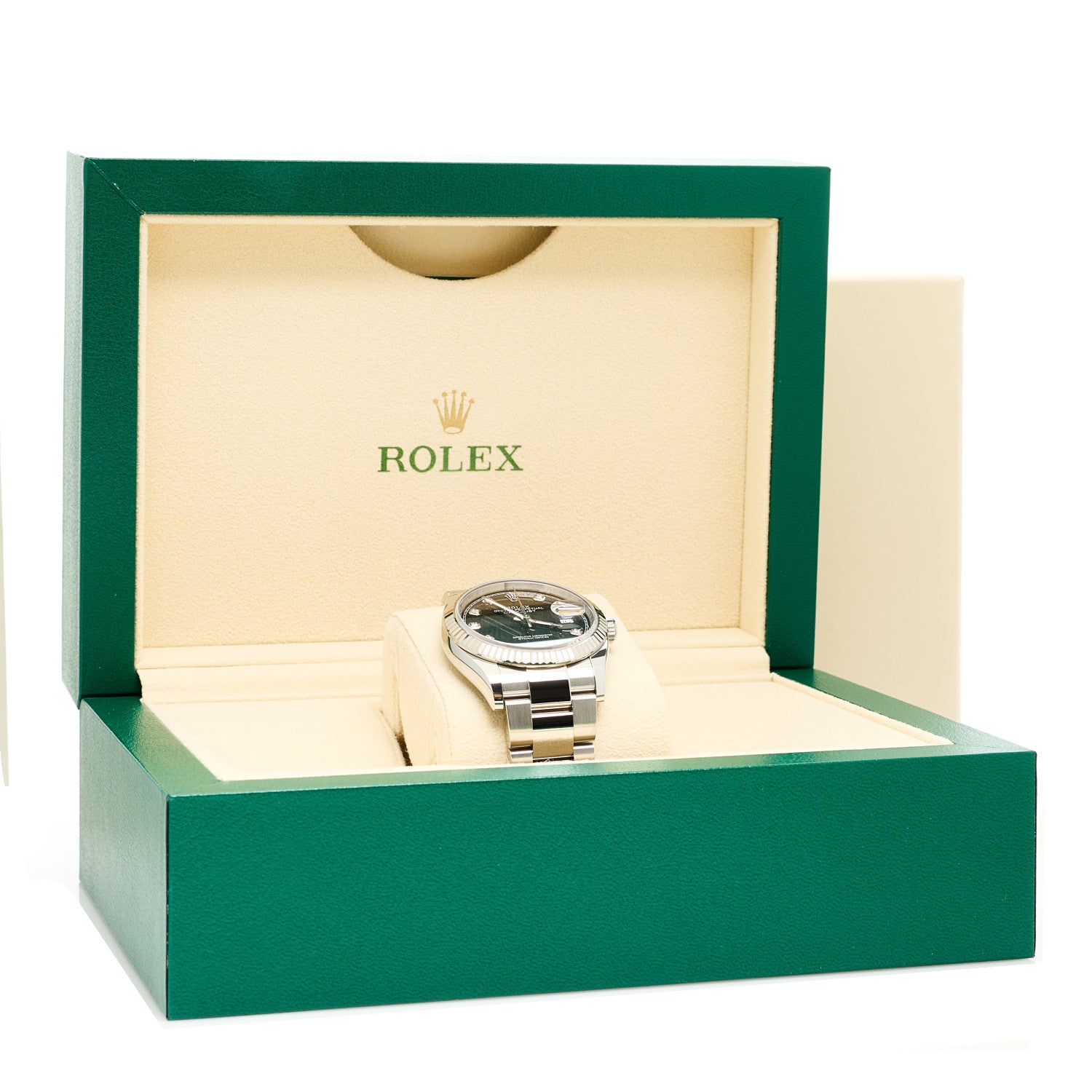 Rolex Stainless Steel 18K White Gold Diamond 36mm Oyster Perpetual Datejust Watch Black 126234 5 of 5