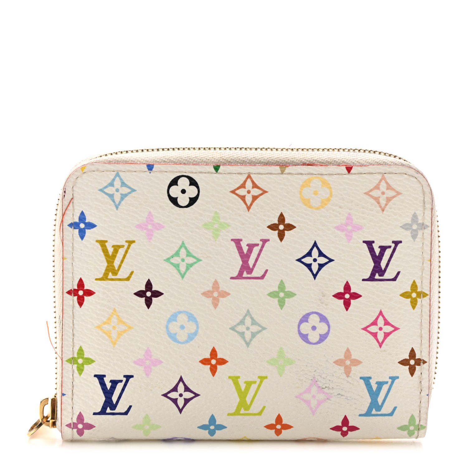 Louis Vuitton Monogram Multicolor Zippy Coin Purse Wallet White Litchi 1 of 15