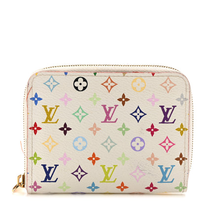 Louis Vuitton Monogram Multicolor Zippy Coin Purse Wallet White Litchi 1 of 15