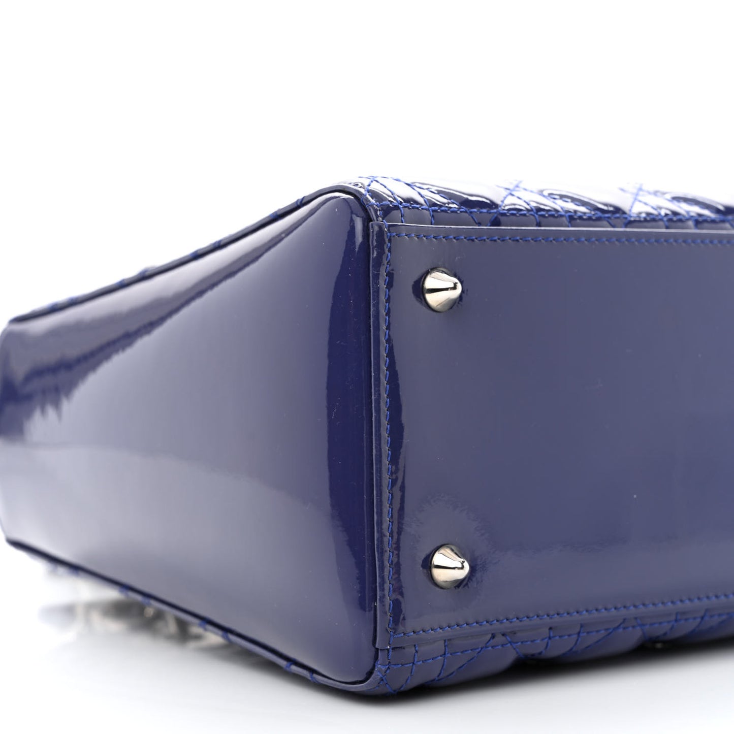 Patent Cannage Medium Lady Dior Blue