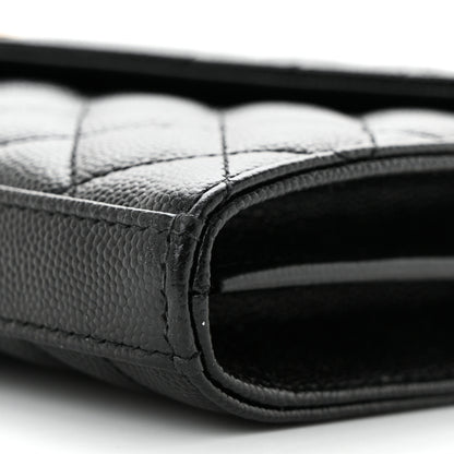 Saint Laurent Grain De Poudre Mixed Matelasse Triquilt Monogram Chain Wallet Black 10 of 11
