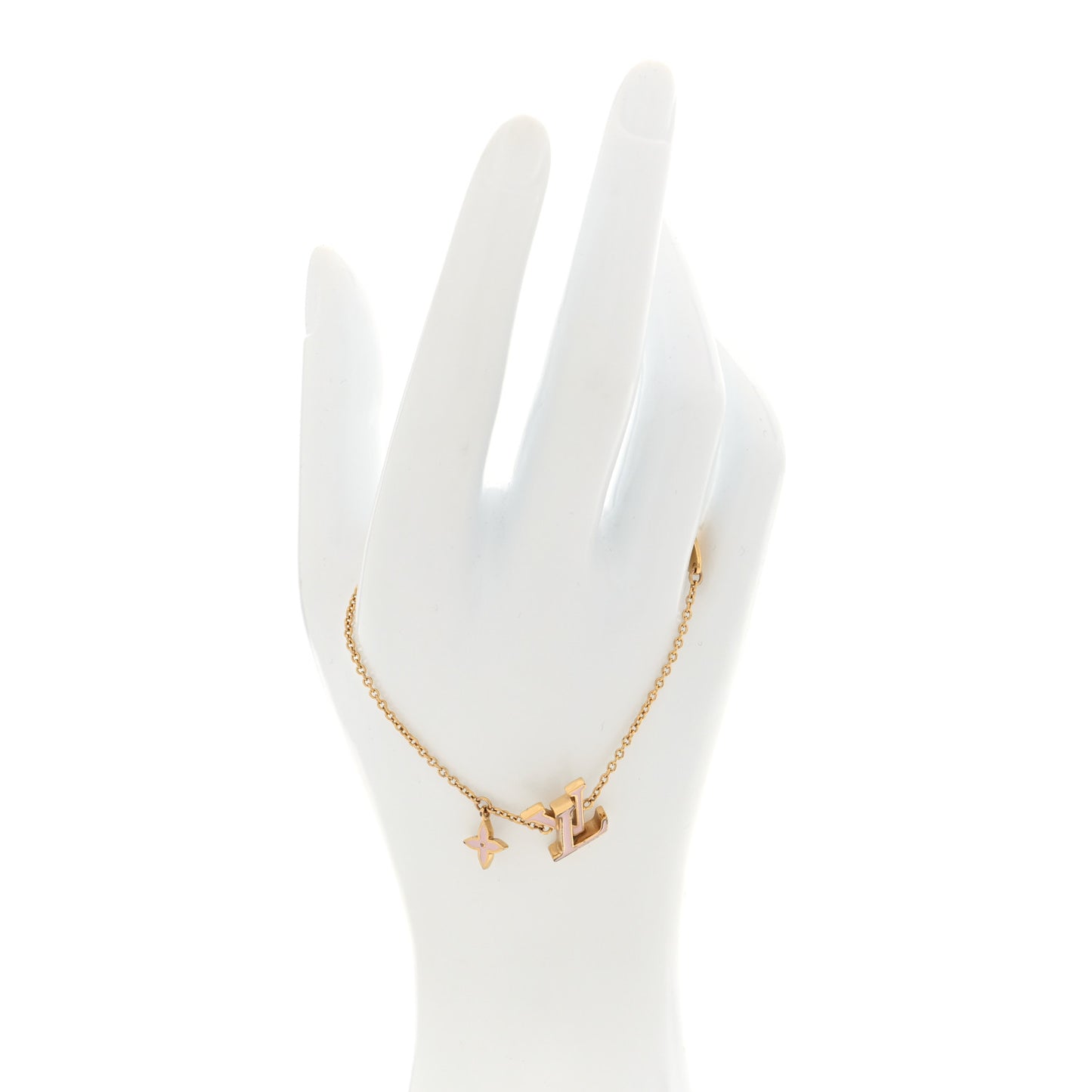 Metal Enamel LV Iconic Bracelet Gold Light Pink