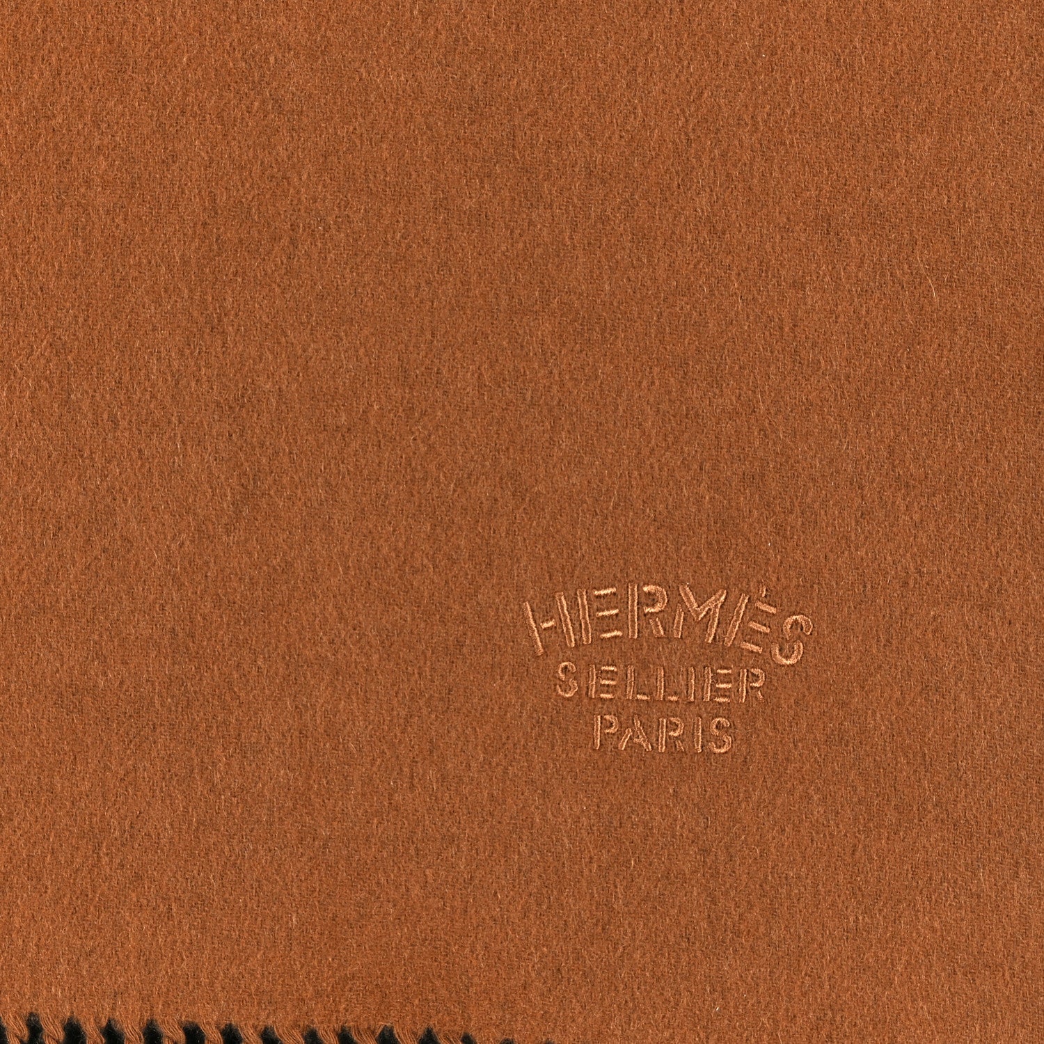 Hermes Cashmere Fringe Double Face Scarf Marine Bronze 3 of 3