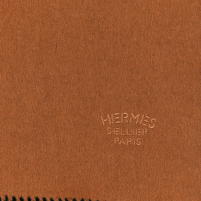 Hermes Cashmere Fringe Double Face Scarf Marine Bronze 3 of 3